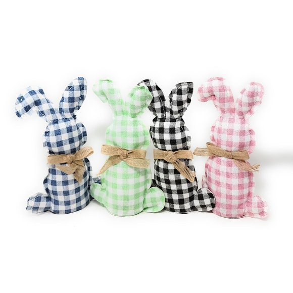 Other - Rustic Gingham Easter Bunny Decorative Home Decor (Set of 4)
